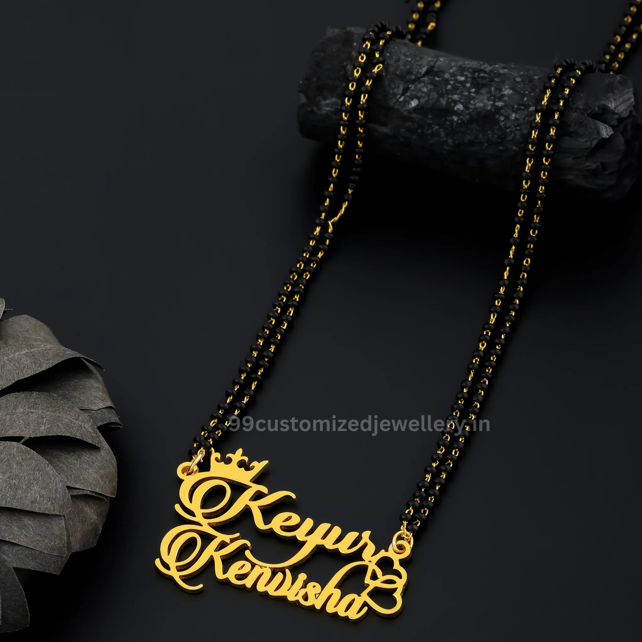 Double Heart Couple Name Necklace - Image 2