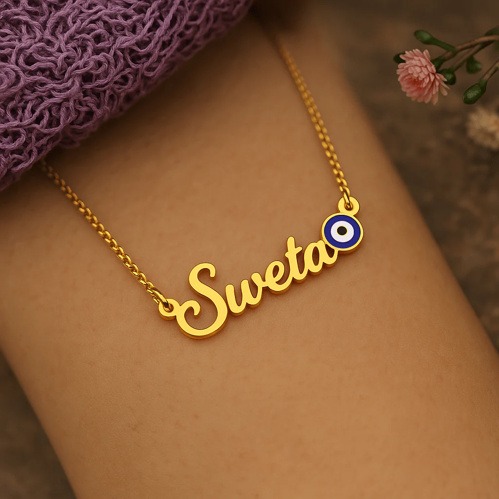 Evil Eye Name Necklace – Personalized Protection Pendant - Image 2