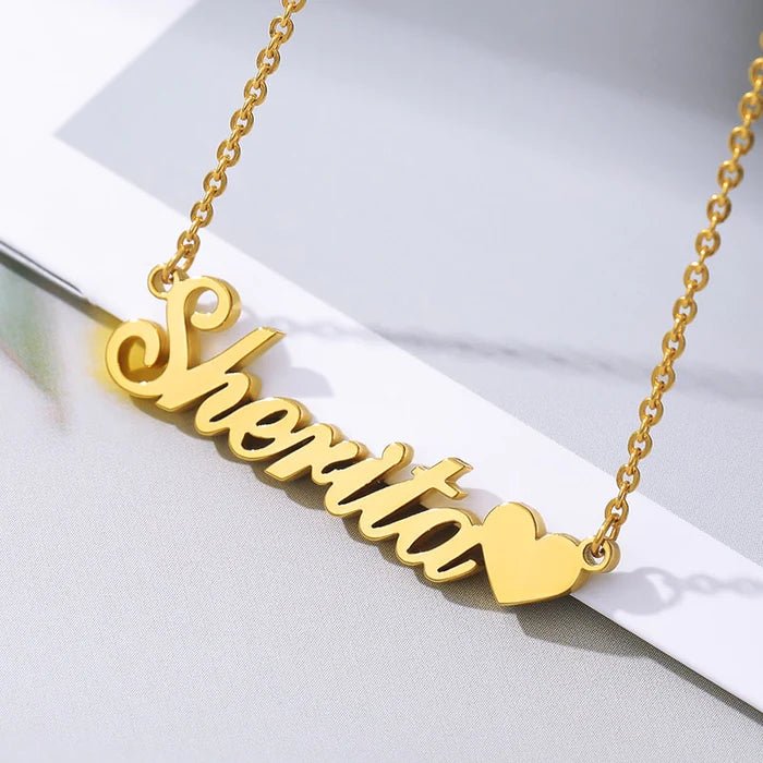 Gold Plated Beautiful Heart Name Necklace - Image 2