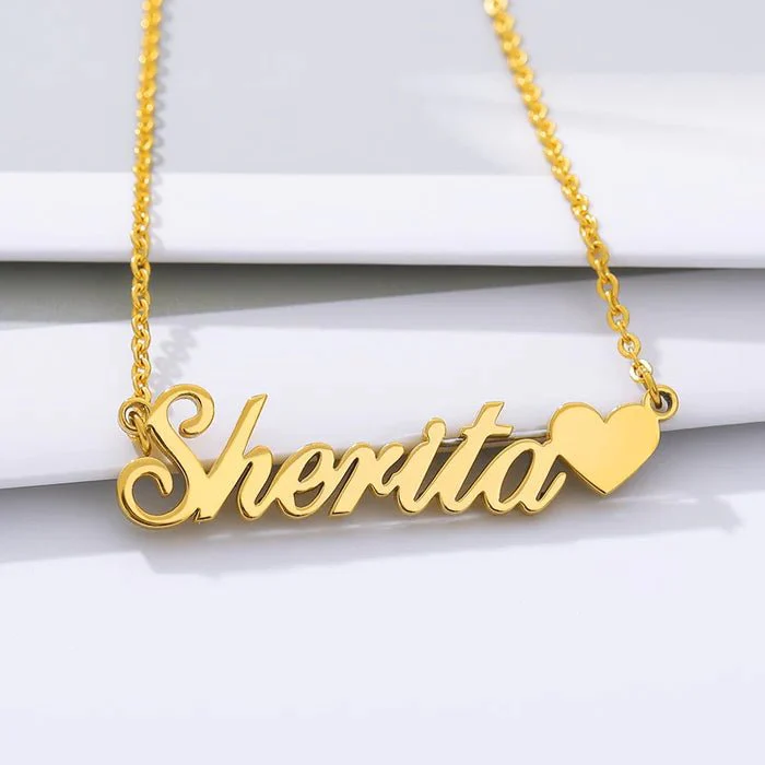 Gold Plated Beautiful Heart Name Necklace - Image 3