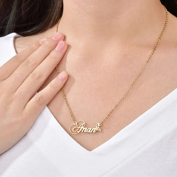 Gold Plated Beautiful Butterfly Name Necklace - Image 2
