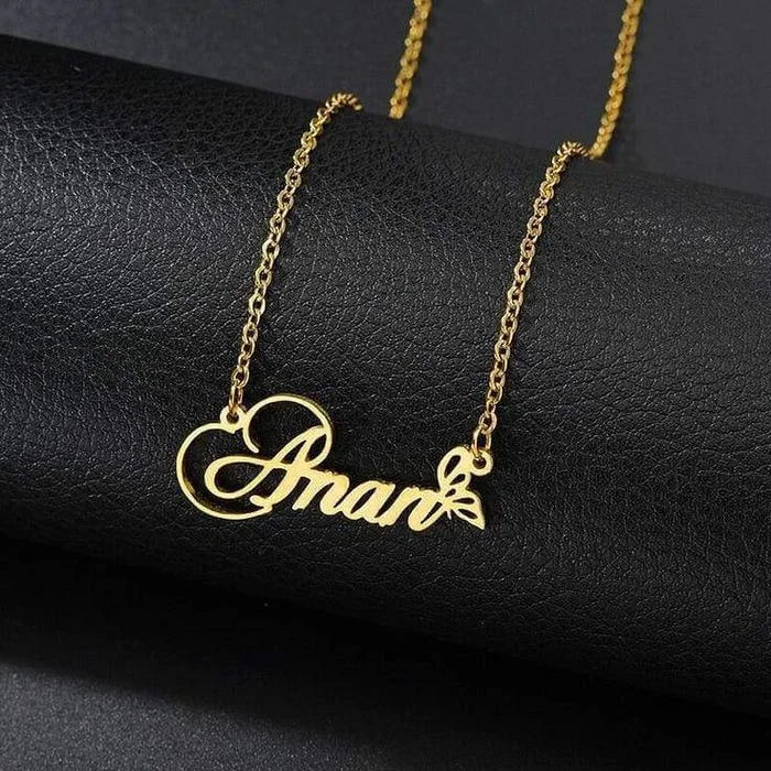 Gold Plated Beautiful Butterfly Name Necklace - Image 3