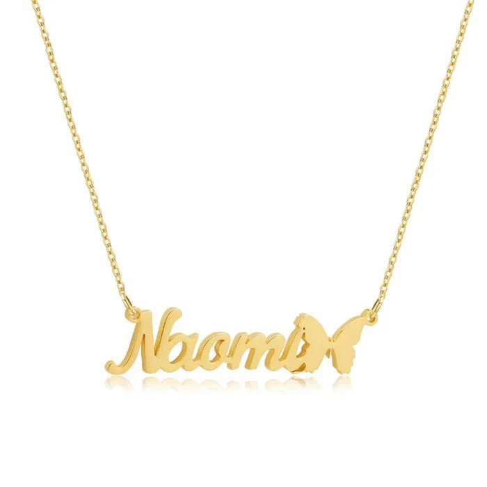 Gold Plated Butterfly Name Necklace - Image 3