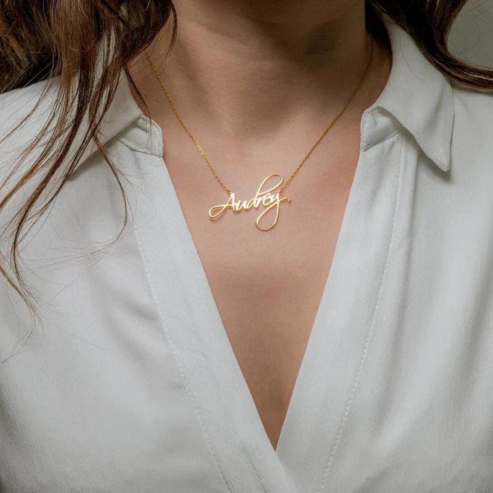 Gold Plated Curlicue Name Necklace - Image 2