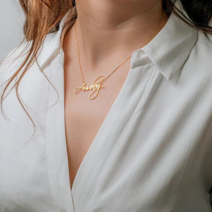 Gold Plated Curlicue Name Necklace - Image 3