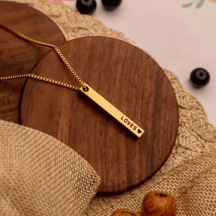 Gold Plated Personalized 3D Bar Pendant - Image 2