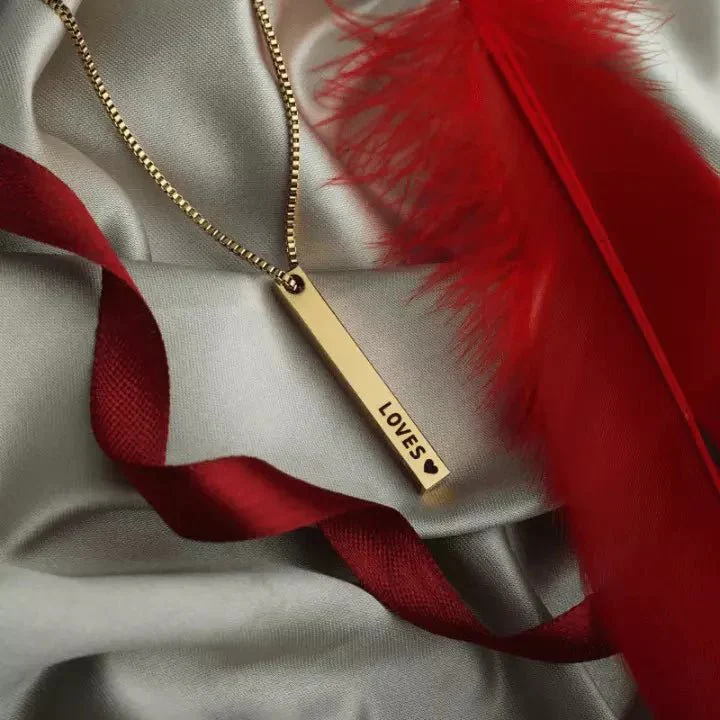 Gold Plated Personalized 3D Bar Pendant - Image 3