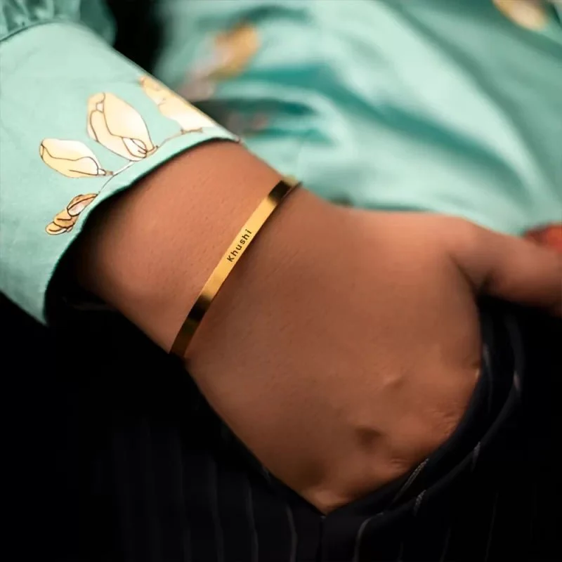 Gold Plated Personalized Engraved Name Kada - Image 3