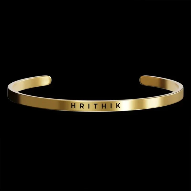 Gold Plated Personalized Engraved Name Kada - Image 4