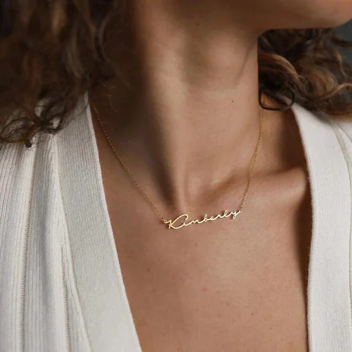 Gold Plated Signature Style Name Necklace - Image 2