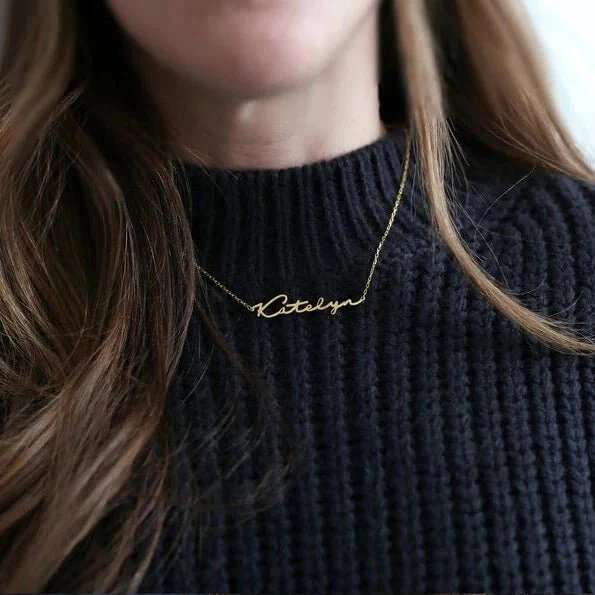 Gold Plated Signature Style Name Necklace - Image 3