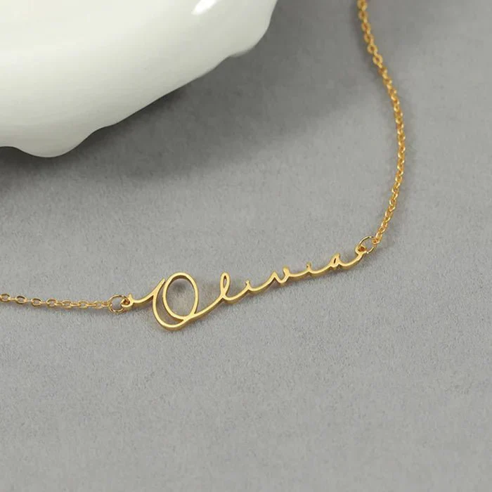 Gold Plated Signature Style Name Necklace - Image 4