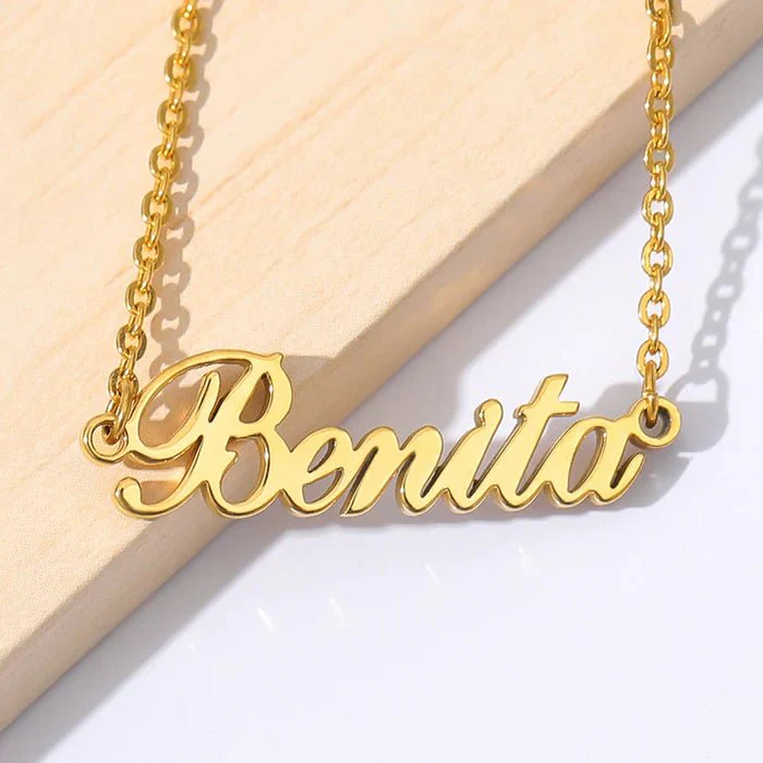 Gold Plated Simple Name Necklace - Image 2