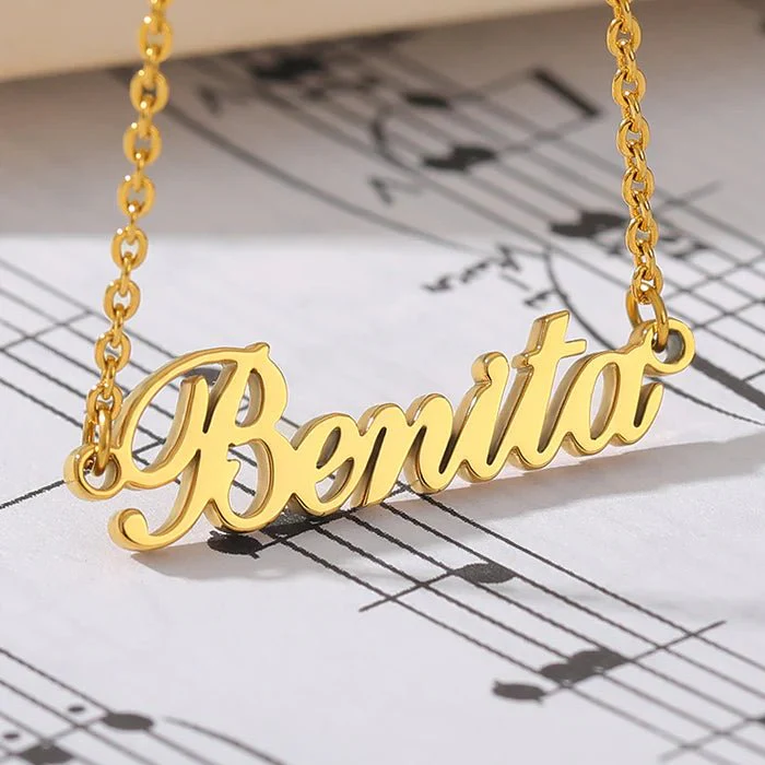 Gold Plated Simple Name Necklace - Image 3