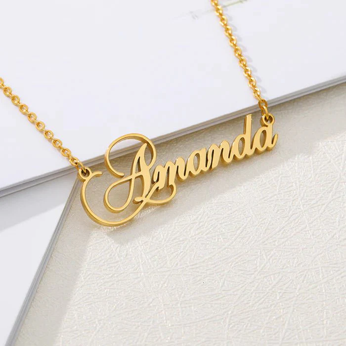 Gold Plated Stylish Name Necklace - Image 3