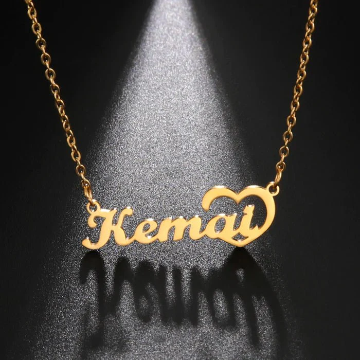 Gold Plated Unique Heart Name Necklace - Image 2