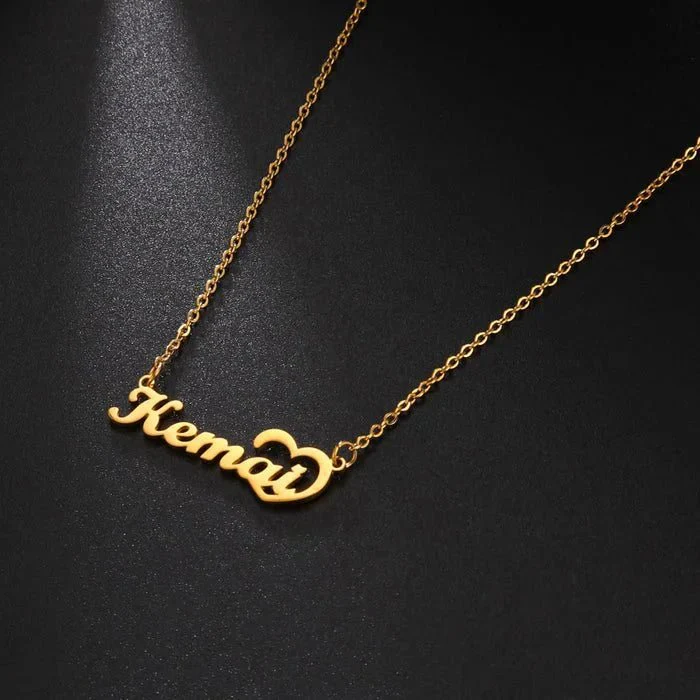 Gold Plated Unique Heart Name Necklace - Image 3