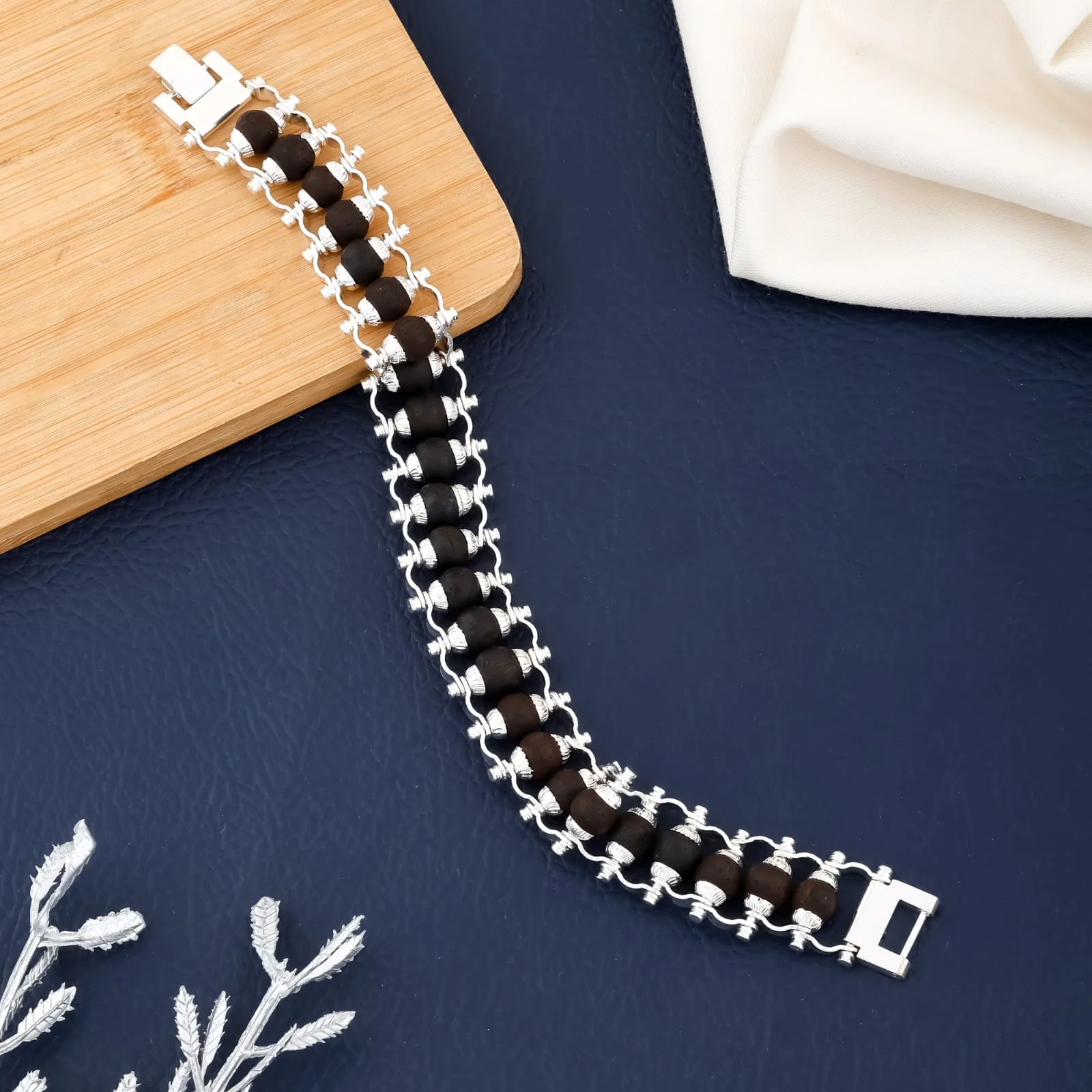 Handcrafted Dual-Line Black Beads Bracelet with Silver Polish – Traditional Kada Style(R-2) - Image 3