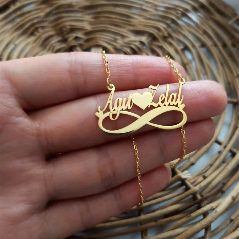 Infinity Love Heart Couple Name Pendant - Image 3