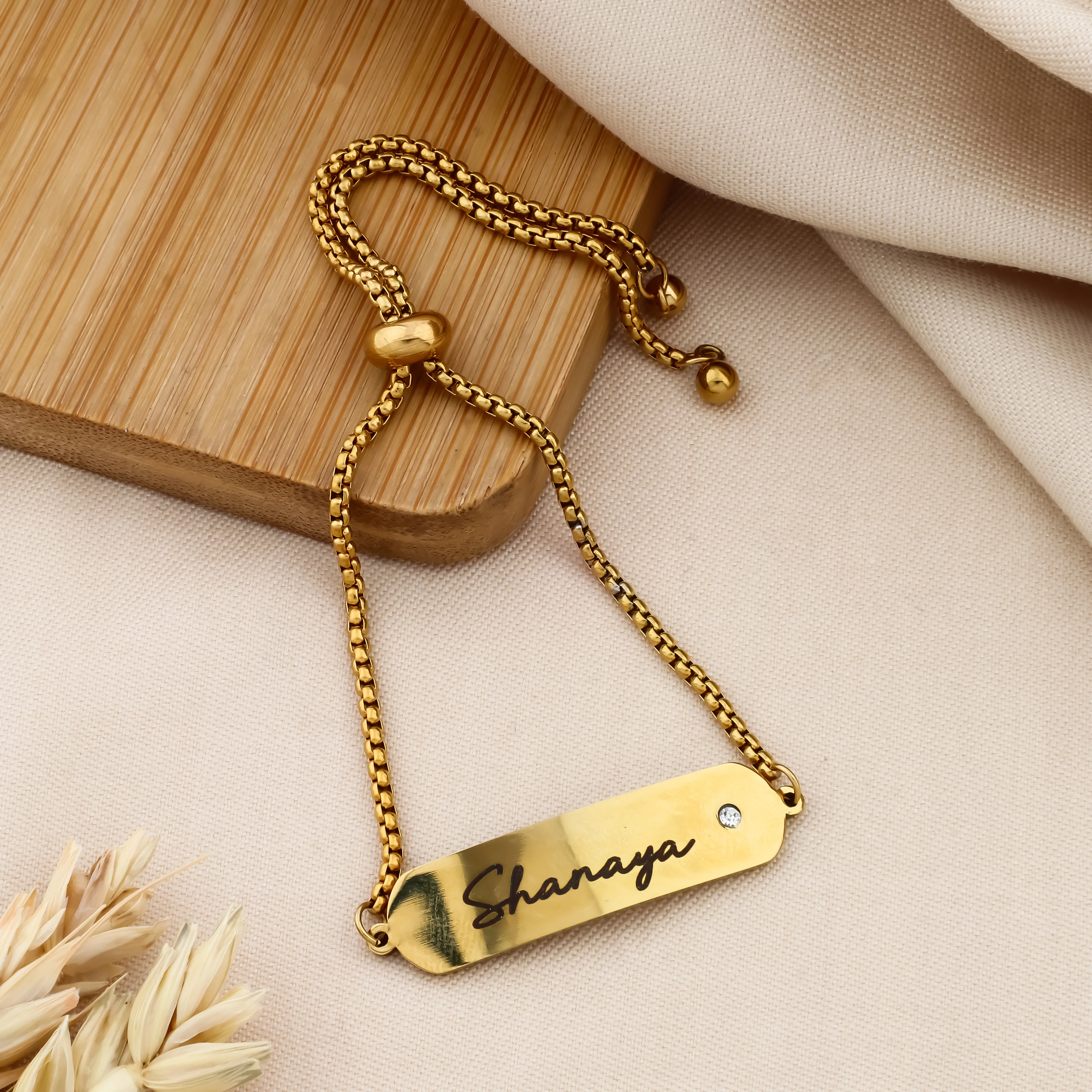 Personalized Adjustable Name Bracelet with Diamond Accent - Image 3