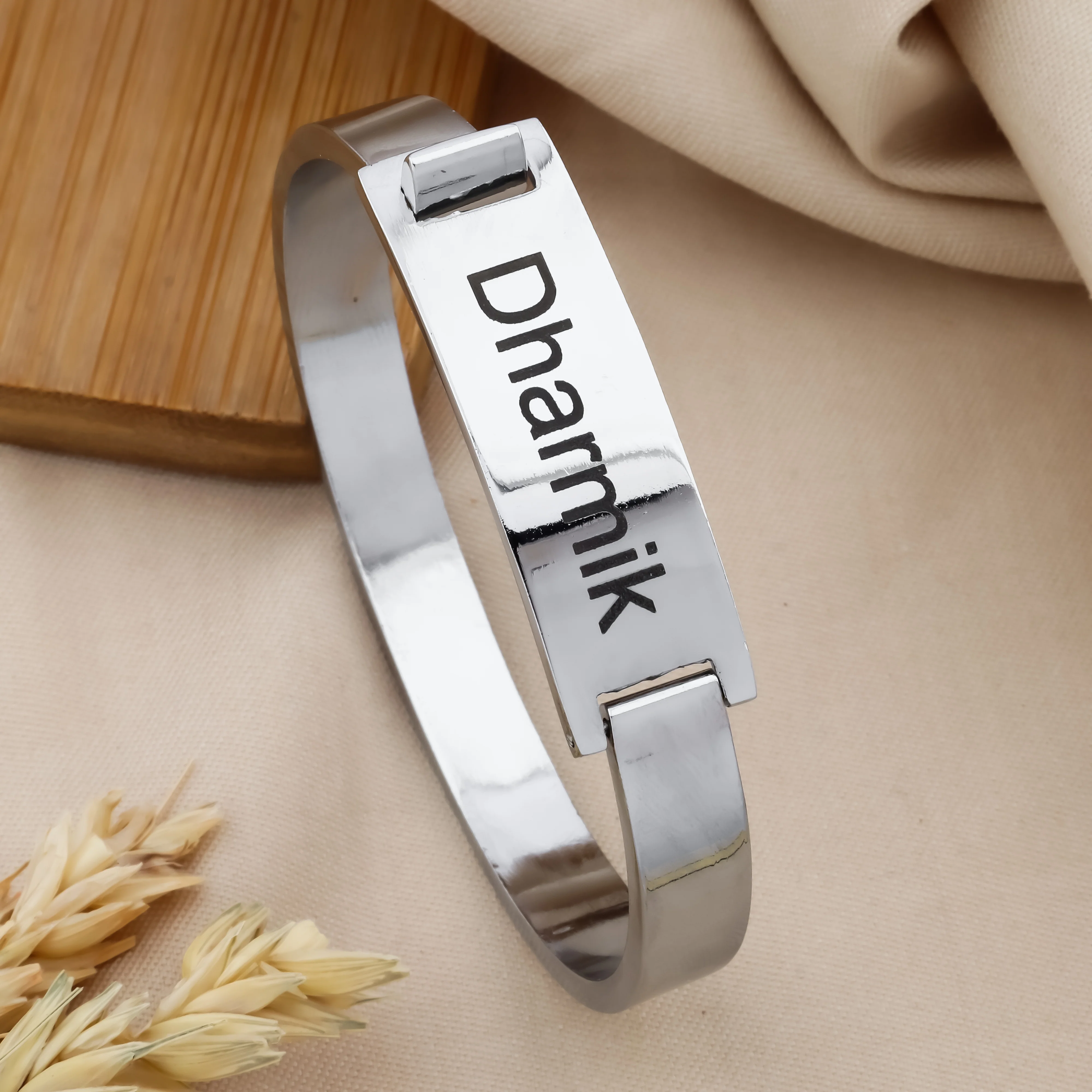 Personalized Engraved Name Kada Bracelet for Men