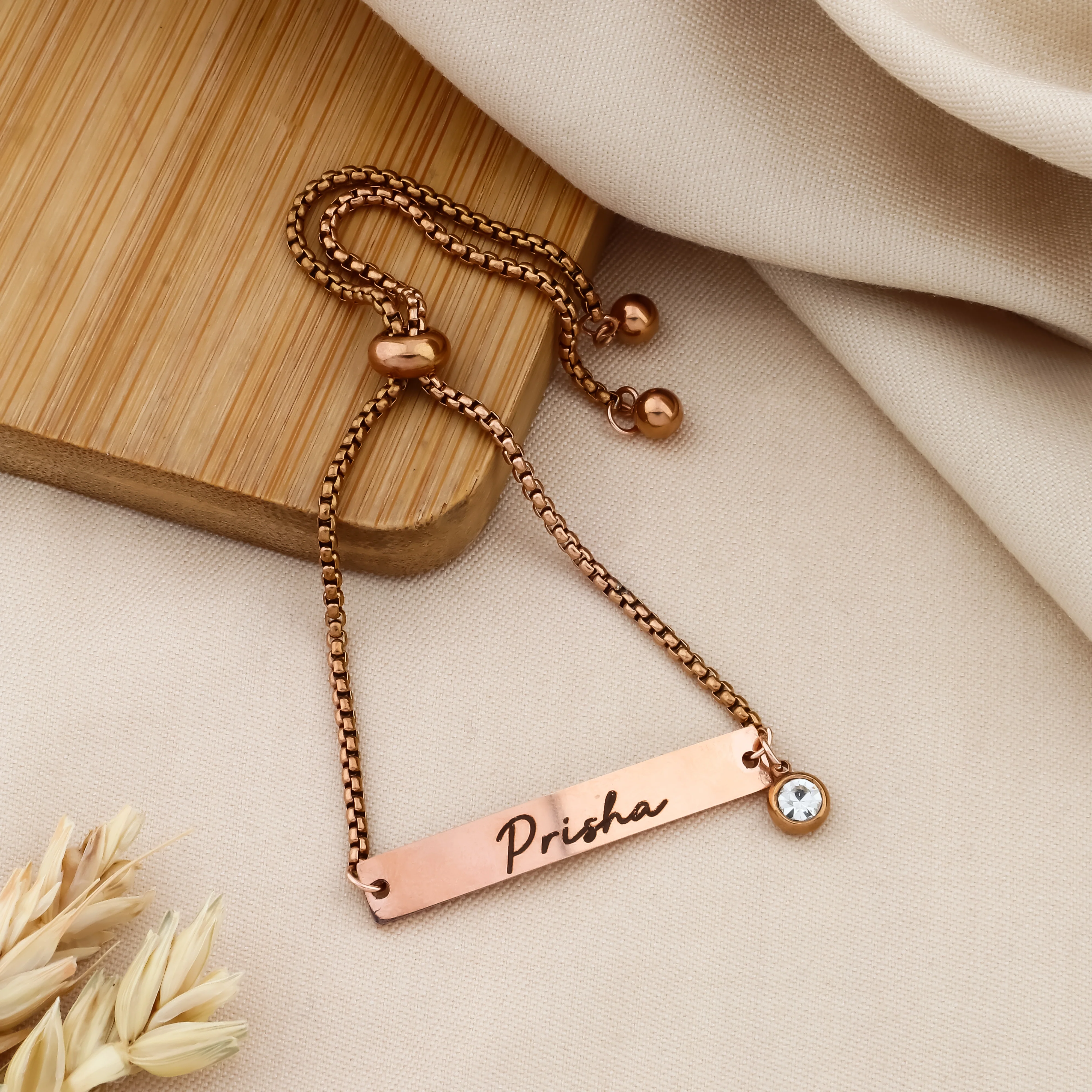 Personalized Name Bracelet with Crystal Charm β Diamond Chain - Image 2