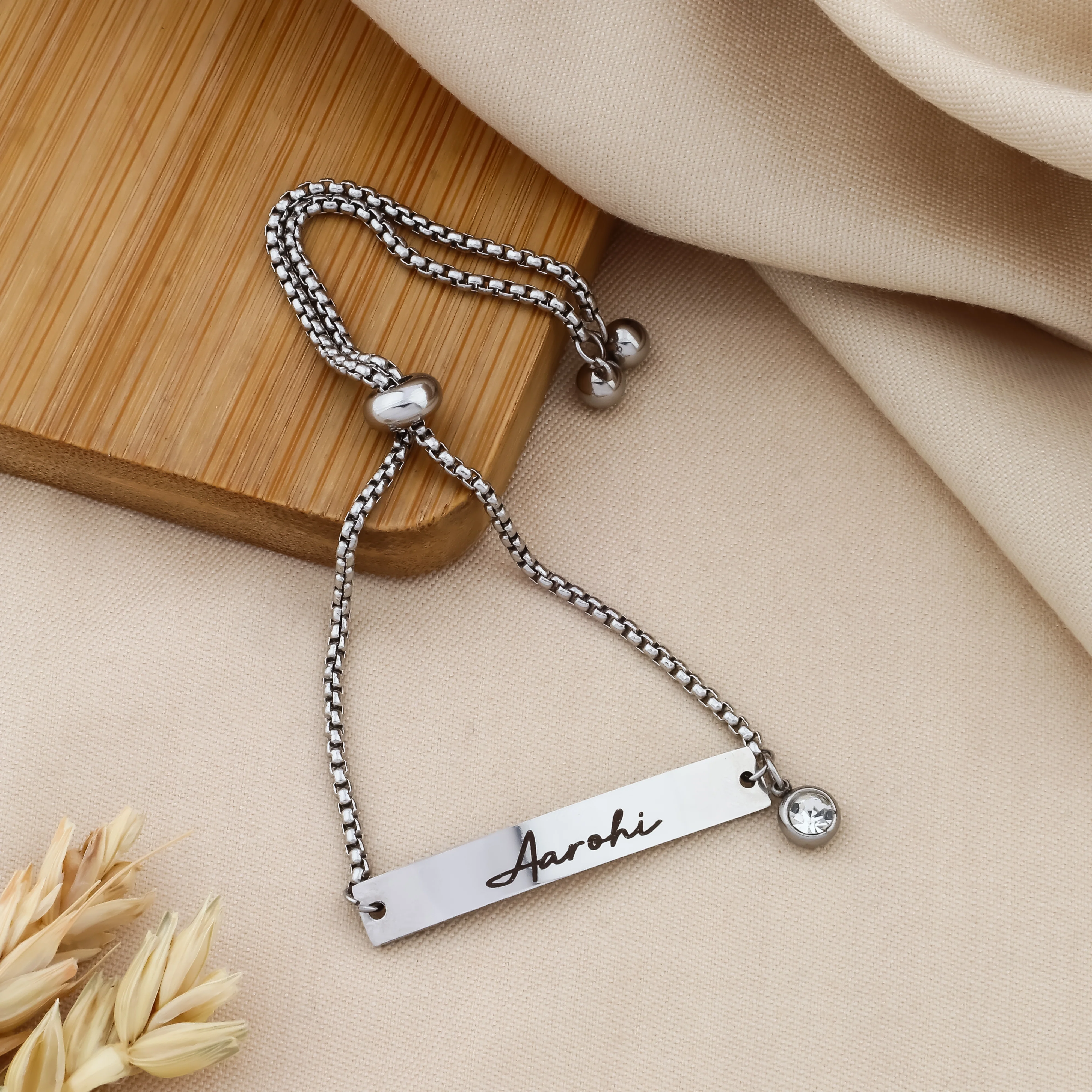 Personalized Name Bracelet with Crystal Charm β Diamond Chain - Image 3