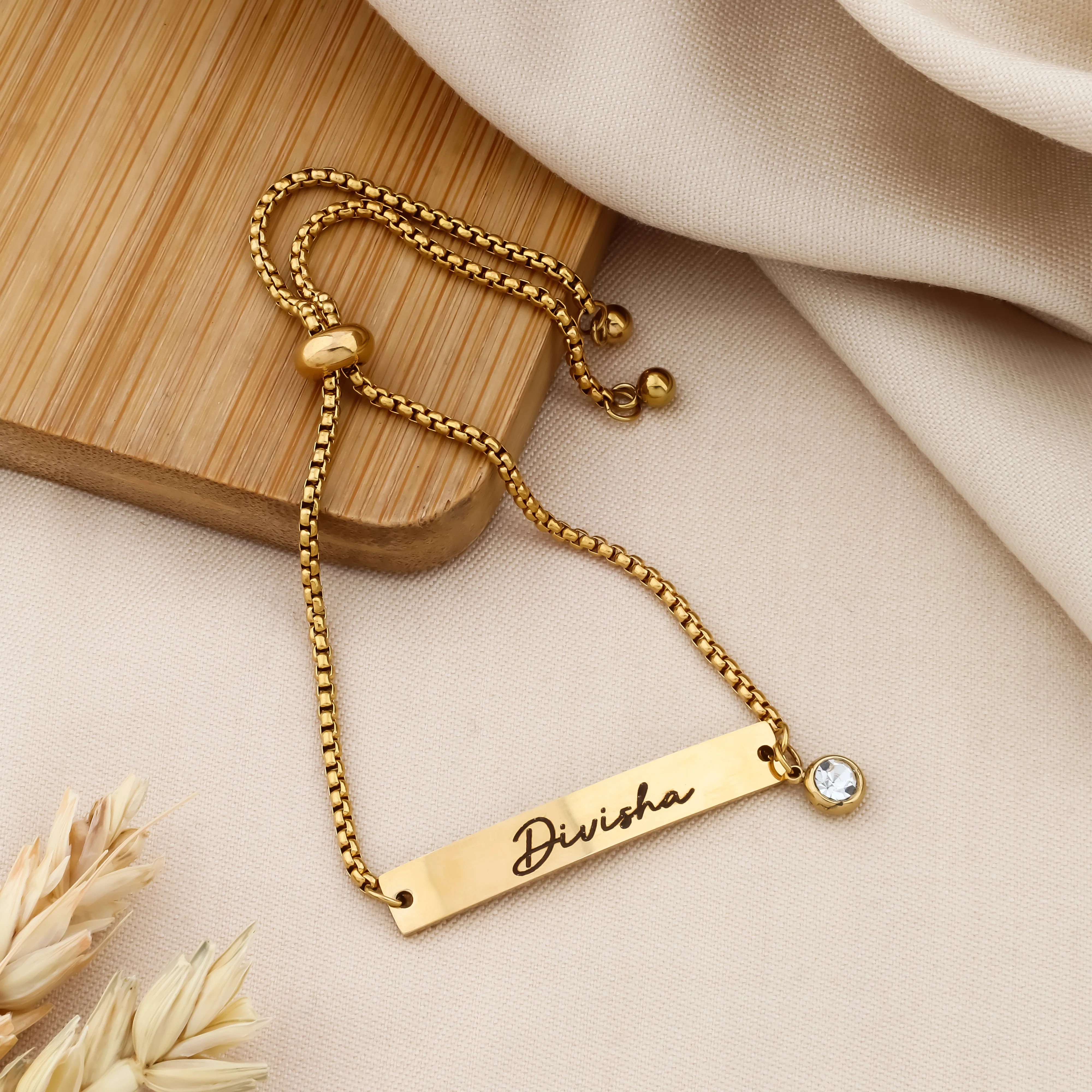 Personalized Name Bracelet with Crystal Charm β Diamond Chain - Image 4