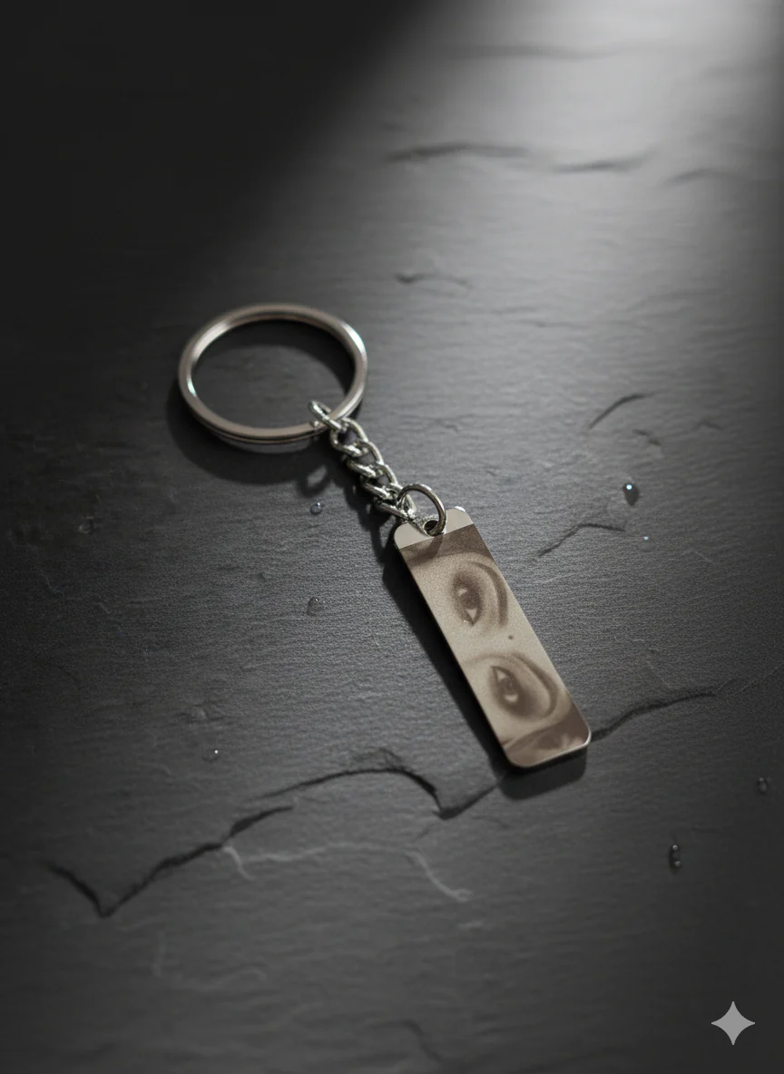 Personalized Photo Eye Keychain – Silver