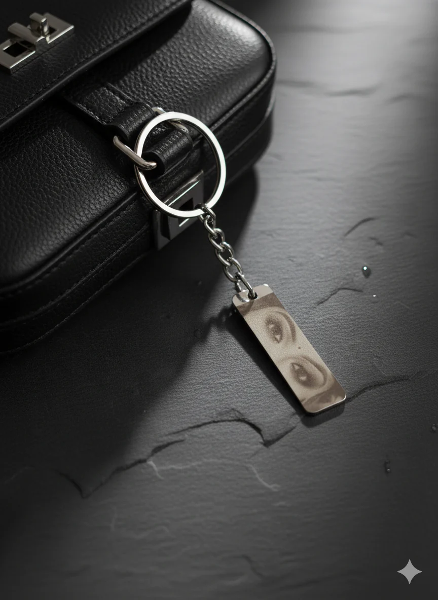 Personalized Photo Eye Keychain – Silver - Image 2