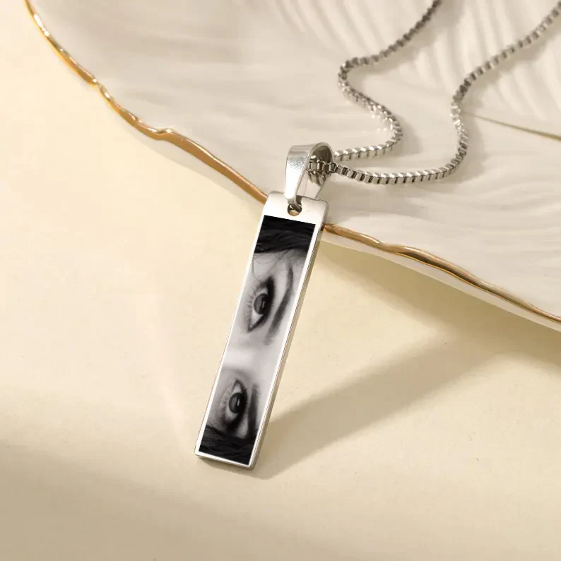 Personalized Photo Eye Necklace – Silver