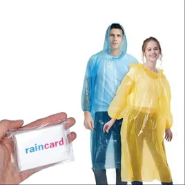Portable Disposable Raincoat Card | Pocket Size Waterproof PVC Rain Poncho with Hood | Unisex - Image 4
