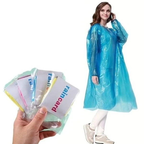 Portable Disposable Raincoat Card | Pocket Size Waterproof PVC Rain Poncho with Hood | Unisex - Image 6