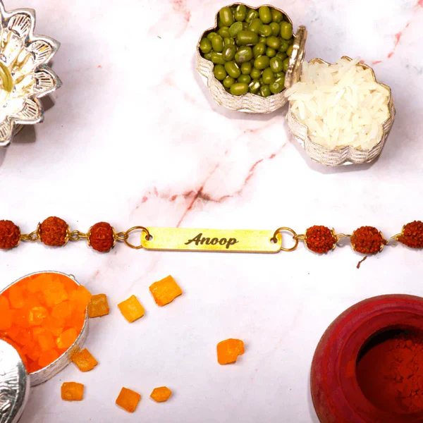 Rudraksha Name Rakhi – Personalized Raksha Bandhan Gift for Brother - Image 5