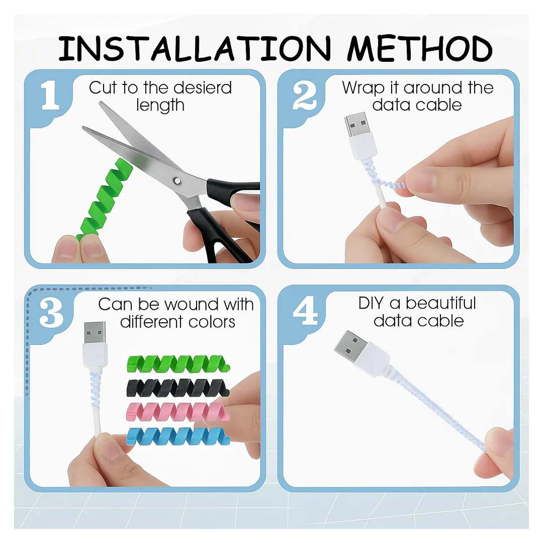 Spiral Charger Spring Cable Protector Data Cable Saver (Pack of 4) - Image 12