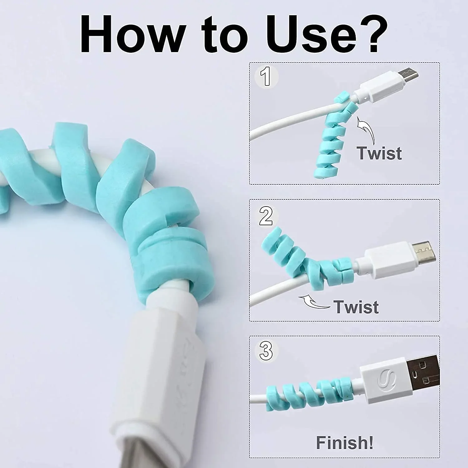 Spiral Charger Spring Cable Protector Data Cable Saver (Pack of 4) - Image 3